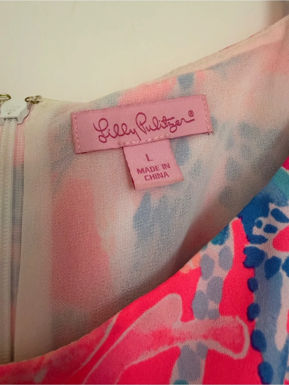 Lilly Pulitzer Neon Pink & Blue Floral Ruffle Sundress - Picture 3 of 4